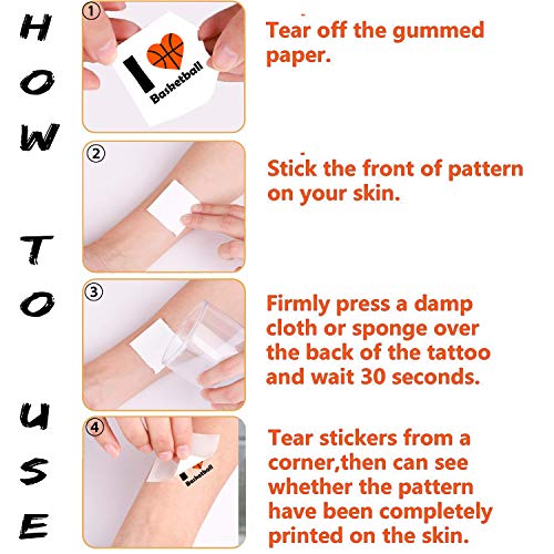 Basketball Temporary Tattoos for Kids - 24 Sheets (300 Designs)