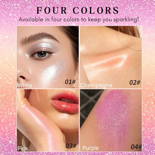 Silver Body Glitter Spray, Hair Glitter Spray, Body Shimmer Powder, Face Glitter Highlighter, Glitter Spray, Body Shimmer Spray for Skin, Rave Hairspray for Festival Party Halloween