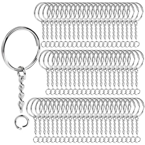 Teenitor 20PCS Key Chain Rings 1 Inch Nickel Metal