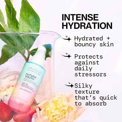 Pacifica Peptide Face Moisturizer Future Youth Daily Turnaround Hydrating, SPF 50 Broad Spectrum, UVA/UVB Sun Protection, Sunscreen, Face Moisturizer, Anti-Aging, Vegan, 1.7 fl oz (1 Count)