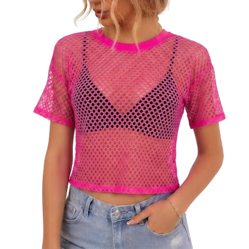 Neon Mesh Top for Women, Fishnet Shirt, Rave Outfits Festival Club