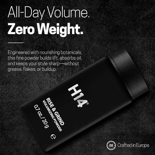 H14 Rise & Grind Hair Powder for Men – Volumizing Matte Finish, 0.71 oz