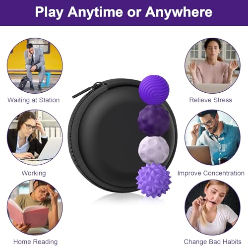 BUSOHA Silicone Fidget Balls 4 Pack - Stress Relief Sensory Toys