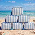 Kacctyen 6-Pack Blue Striped Makeup Bags with Tassel - Travel Toiletry Organizer