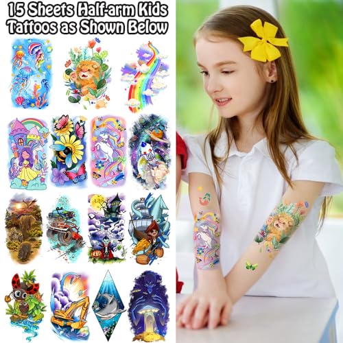 Leesgel 66 Sheets Temporary Tattoo Sleeves for Kids - Mixed Sizes