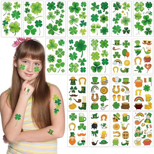 St Patrick's Day Temporary Tattoos - 158 Pcs Shamrock Tattoos