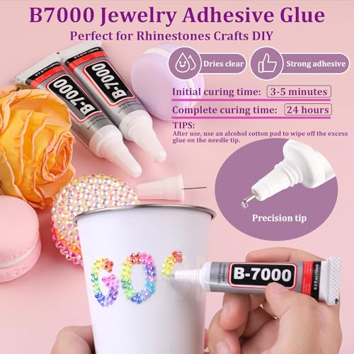 Jelly Multicolor 3mm Resin Rhinestones Pack with Glue - 18000pcs Bedazzling Kit
