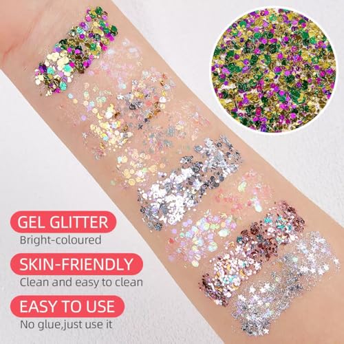 Red White Blue Holographic Glitter Gel for 4th of July