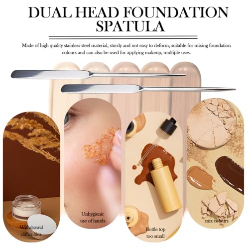 Stainless Steel Makeup Spatula, Double-Head Foundation Applicator (2-Piece)
