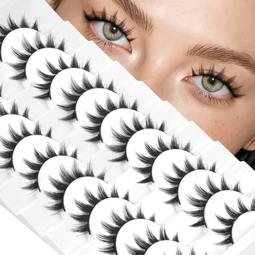 Fyonas Manga False Eyelashes 9-12mm C Curl Anime Doll Eyes (10 Pairs)