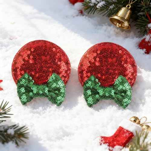 Ayesha Christmas Mouse Ears Hair Clips for Toddler Girls Red Mouse Bows Barrettes Hair Accessories for Baby Girls Toddler Kids Christmas Costume Party