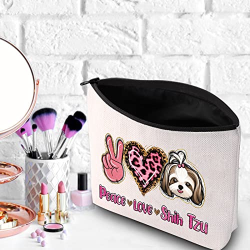 WZMPA Funny Shih Tzu Cosmetic Bag Shih Tzu Lover Gift Peace Love Shih Tzu Makeup Zipper Pouch Bag Dog Lover Gift (Peace Love Shih Tzu)