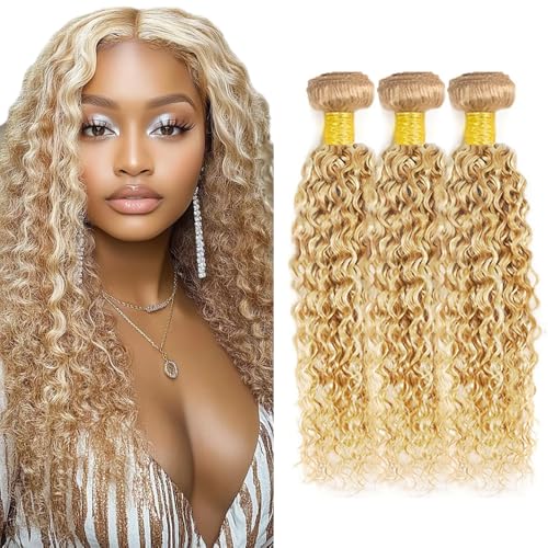 DiexrLamx Gold Blonde Honey Blonde Kinky Curly Hair Bundles 20-24 Inch 150g - 3 Pack GP27613-Gold-Blonde