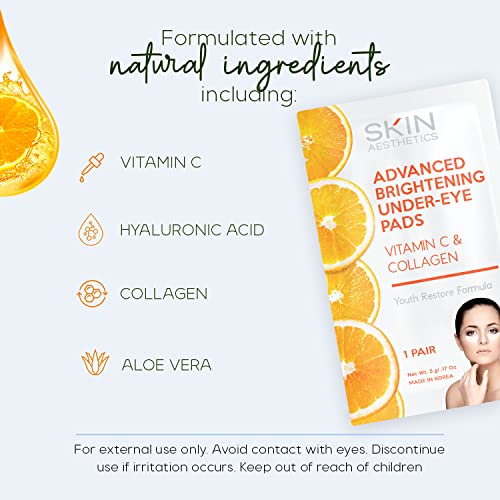 Vitamin C & Collagen Under Eye Patches - Reduces Dark Circles, Wrinkles & Crow's Feet, Brightening - Dermatologist Tested Korean Skincare - Clean Beauty, Cruelty-Free - 5 Pairs