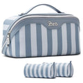 BOYATU A-1-Blue 3-Piece Travel Makeup Bag Set - Waterproof Vegan Leather