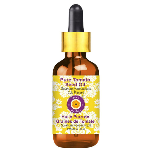 Deve Herbes Pure Tomato Seed Oil (Solanum lycopersicum) with Glass Dropper Cold Pressed 5ml (0.16 oz)