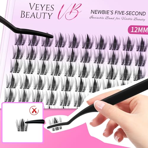 VEYESBEAUTY Lash Clusters 12mm Wispy DIY Eyelash Extensions