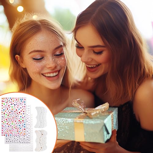 Vodolo Glitter Freckles Face Tattoo Stickers, 12 Pack Waterproof