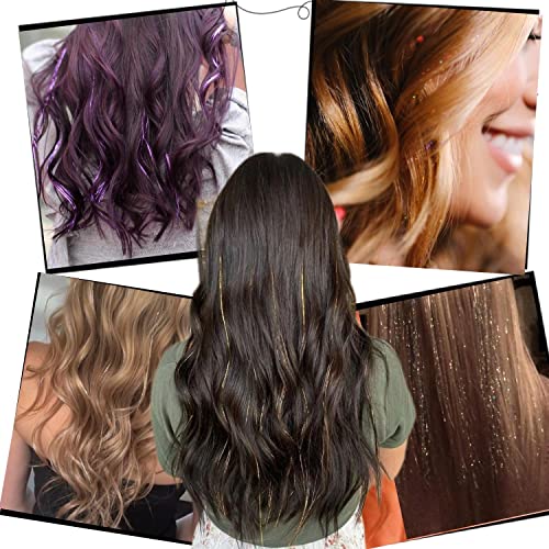 Black Hair Tinsel Clips - 12pcs 20.5 Inch Fairy Hair Extensions