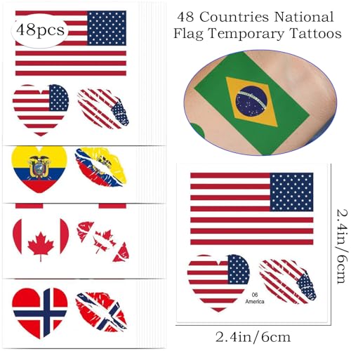 48 Pack Soccer Temporary Tattoos - World Cup Party Supplies