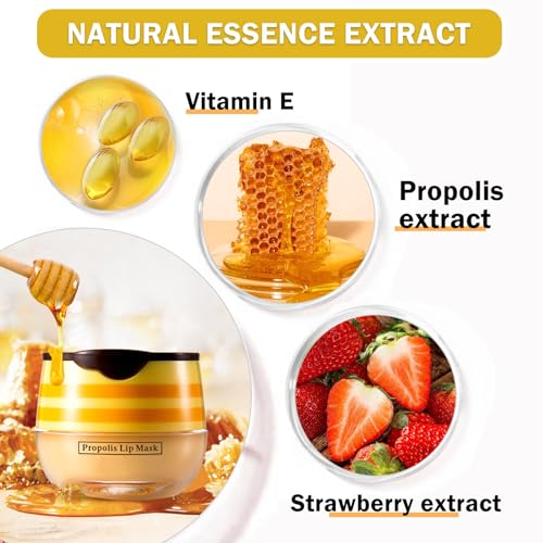 NVLEPTAP 2PCS Bee Lip Balm Honey Pot Honey Lip Balm Moisturizing Honey Lip Mask Lip Care Products Lip Balm with Wand