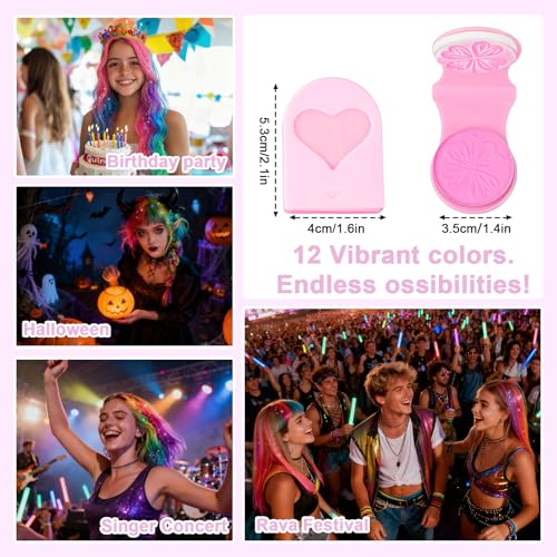 12 Color Washable Hair Chalk Set for Kids - Non-Toxic Temporary Dye