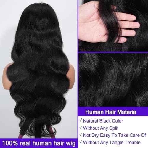 30 Inch 13x6 Lace Front Wigs Human Hair Pre Plucked 200% Density Body Wave HD Transparent Lace Frontal Wig For Women 100% Real Human Hair wigs 3X Longer Lifespan