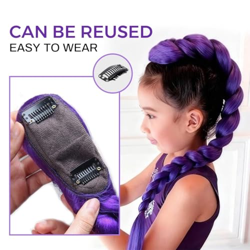 26 Inch Pre-Stretched Purple Braided Ponytail for Braids - Youth & Adult