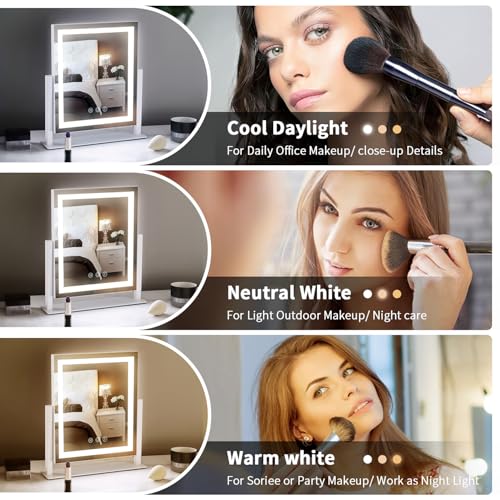 LED Makeup Mirror 13.2" with Smart Touch & 3 Light Modes