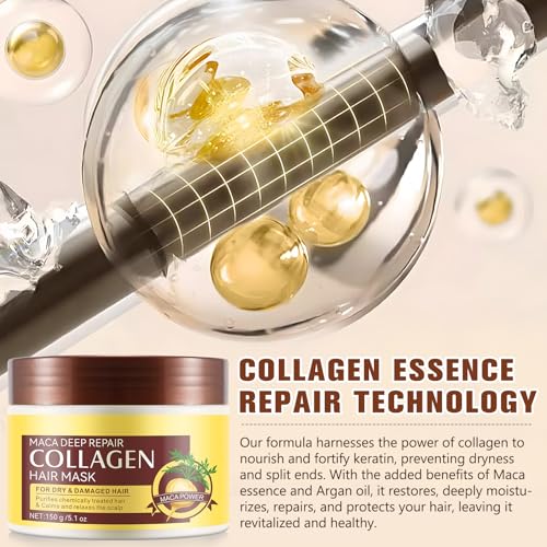 Collagen Hair Mask for Dry Damaged Hair - 5.1oz Deep Repair