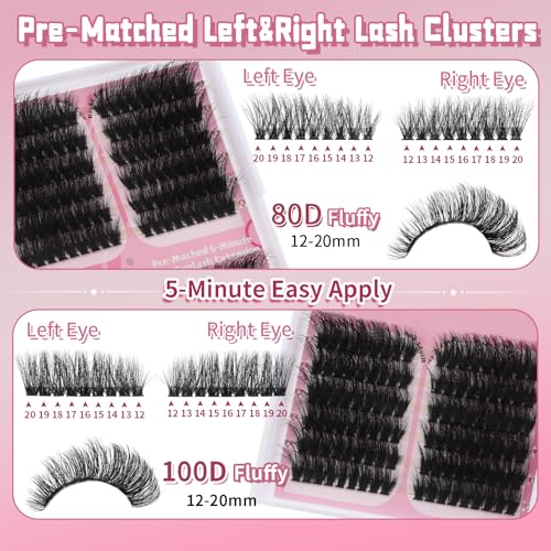 Fluffy Lash Clusters 12-20mm Cat Eye D Curl DIY Eyelash Extensions