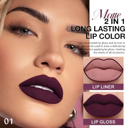 Kaely 2-in-1 Matte Lipstick & Lip Liner Duo - Waterproof 24H
