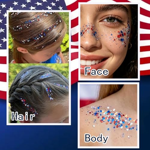 4th of July Glitter Stick - Red, White & Blue Body Glitter