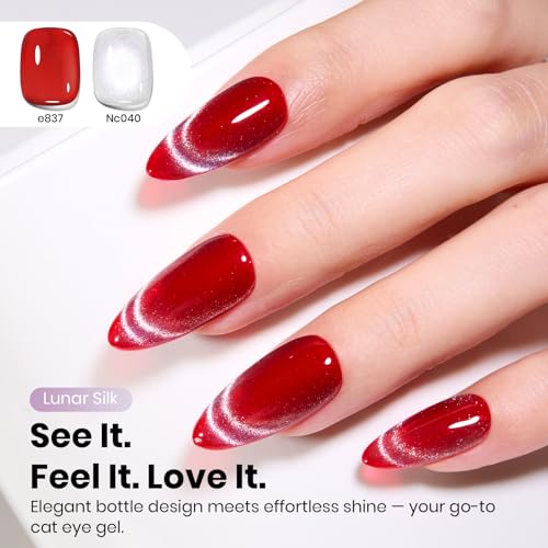 Beetles Lunar Silk Silver Cat Eye Gel Nail Polish 15ML Glitter Effect - Velvet Silver Variation