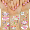 21st Birthday Party Temporary Tattoos - 48 Metallic Tats
