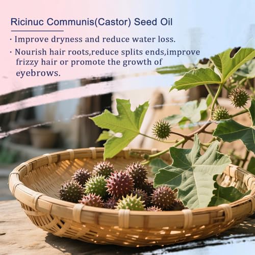 Organic Castor Oil Roll On with Rose Quartz Roller Ball - WenFeng, 50ml