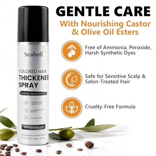 Seaboll Root Touch Up Hair Color Spray Dark Brown 4oz - Natural Gray Coverage