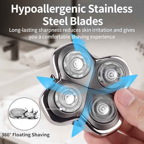 Head Shaver Replacement Heads Compatible with Skul Pitbulls Gold PRO,Silver PRO, Platinum PRO,Butterfly Kiss PRO - Hypoallergenic Stainless Steel Shaver Foil Replacement - 4D Floating Blade