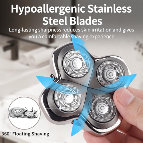 Replacement Head Compatible with Pitbulls Gold PRO GX5,Silver PRO SX5,Palm MX5,Platinum PRO PX5,Bull-Dog Razor - Hypoallergenic Stainless Steel Shaver Replacement - Compatible with All Skul Shaver