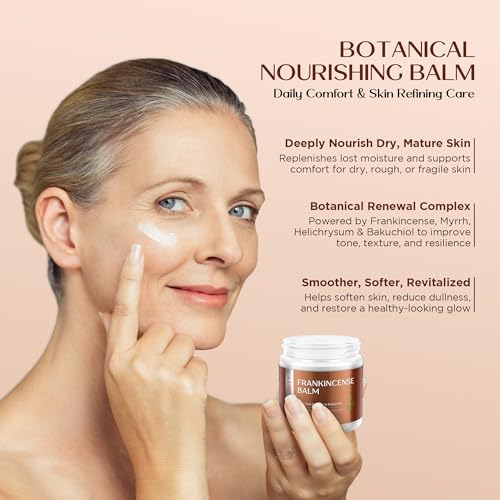 Vigority Frankincense Balm: Whipped Revitalizes & Smooths Cream for Dry, Mature & Aging Skin with Helichrysum & Bakuchiol? Moisturizer & Nourishes for Face & Body - Lightweight & Non-greasy ? 3.4 oz