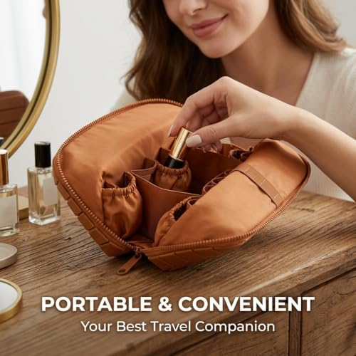 Large Travel Makeup Organizer Bag with Adjustable Dividers