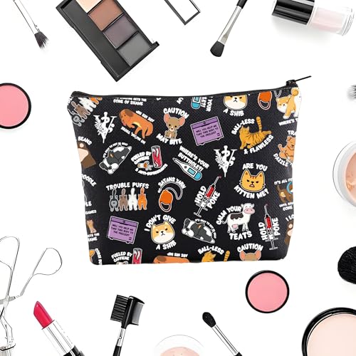 MNIGIU Funny Vet Med Cosmetic Bag Vet Tech Gift Animal Lover Gift Vet Meme Makeup Bag Veterinarian Gift (Vet Med Black)