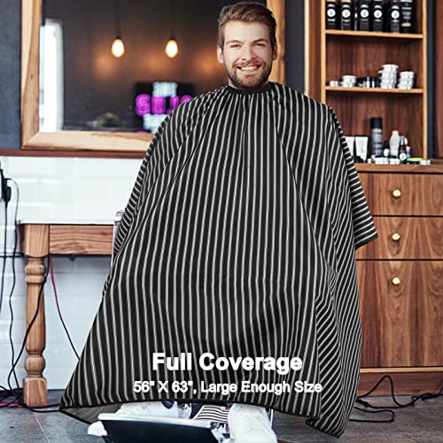 Professional Hair Cutting Cape & Neck Duster Brush Set - Large Size Black & White Stripes