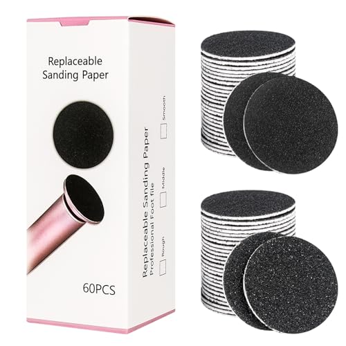 Replaceable Sandpaper Discs for Electric Foot File - 60 Pack (80/100 Grit)