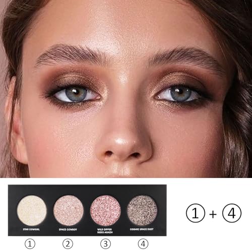 4-Color Pink Purple Eyeshadow Palette, Blendable Shimmer