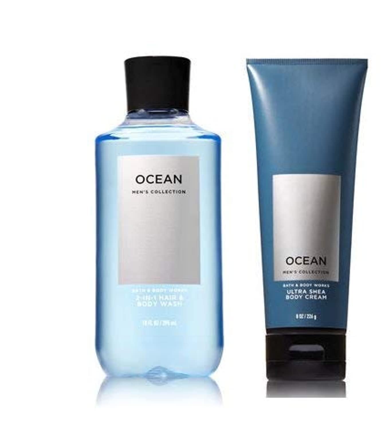 Bath & Body Works Men's Collection Ultra Shea Body Cream & 2 in 1 Hair and Body Wash OCEAN.