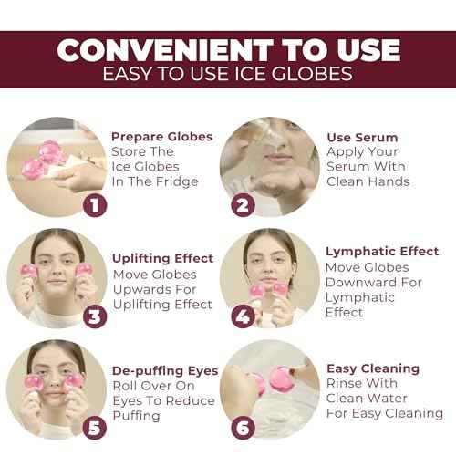 Ice Globes for Face 2Pcs ? Enhancing Daily Beauty with Ice Globes for Facials, Skin Tightening & Anti-Aging ? Perfect Facial Ice Globes for Reduction of Puffiness & Wrinkles of Face, Neck & Eyes?Pink