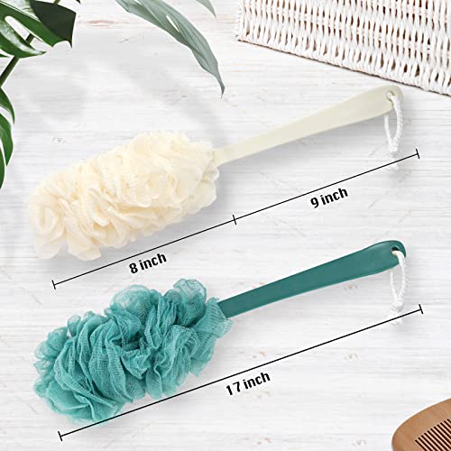2-Pack Back Scrubber with Long Handle - Loofah Exfoliating Brush