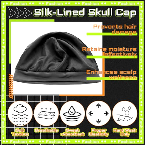 Satin-Lined Skull Cap Beanie for Hair Protection - Unittype