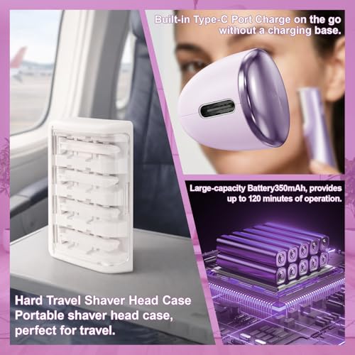 Sonic Dermaplaning Tool for Women, Rechargeable Electric Razor with 14 Blades